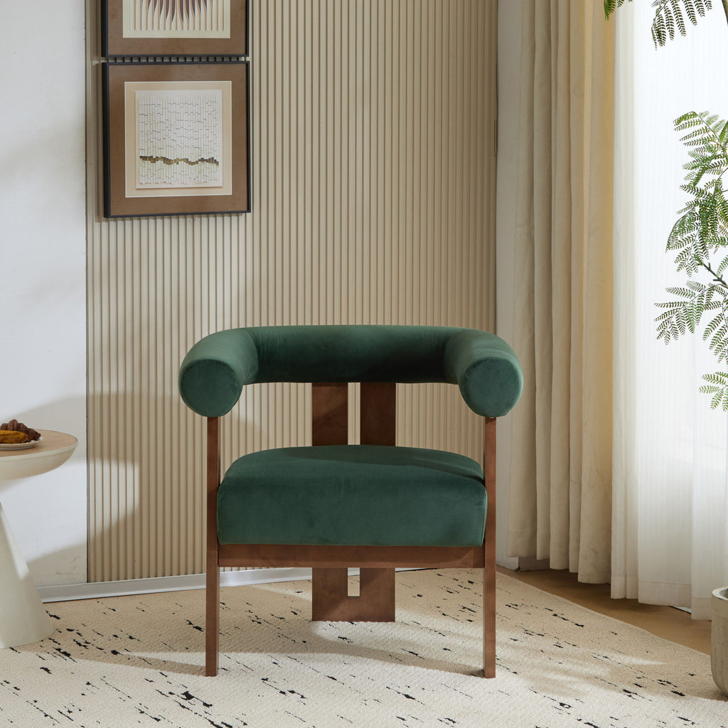 Modern Upholstered Round Arm Accent Chair With Upholstery