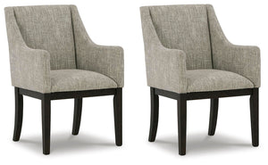 Burkhaus - Dining UPH Arm Chair (Set of 2) - Beige / Dark Brown