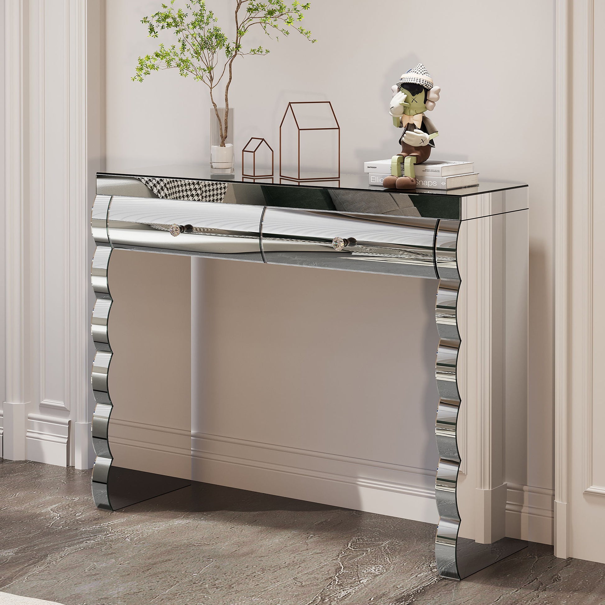 Console Table With 2 Drawers For Living Room - Silver