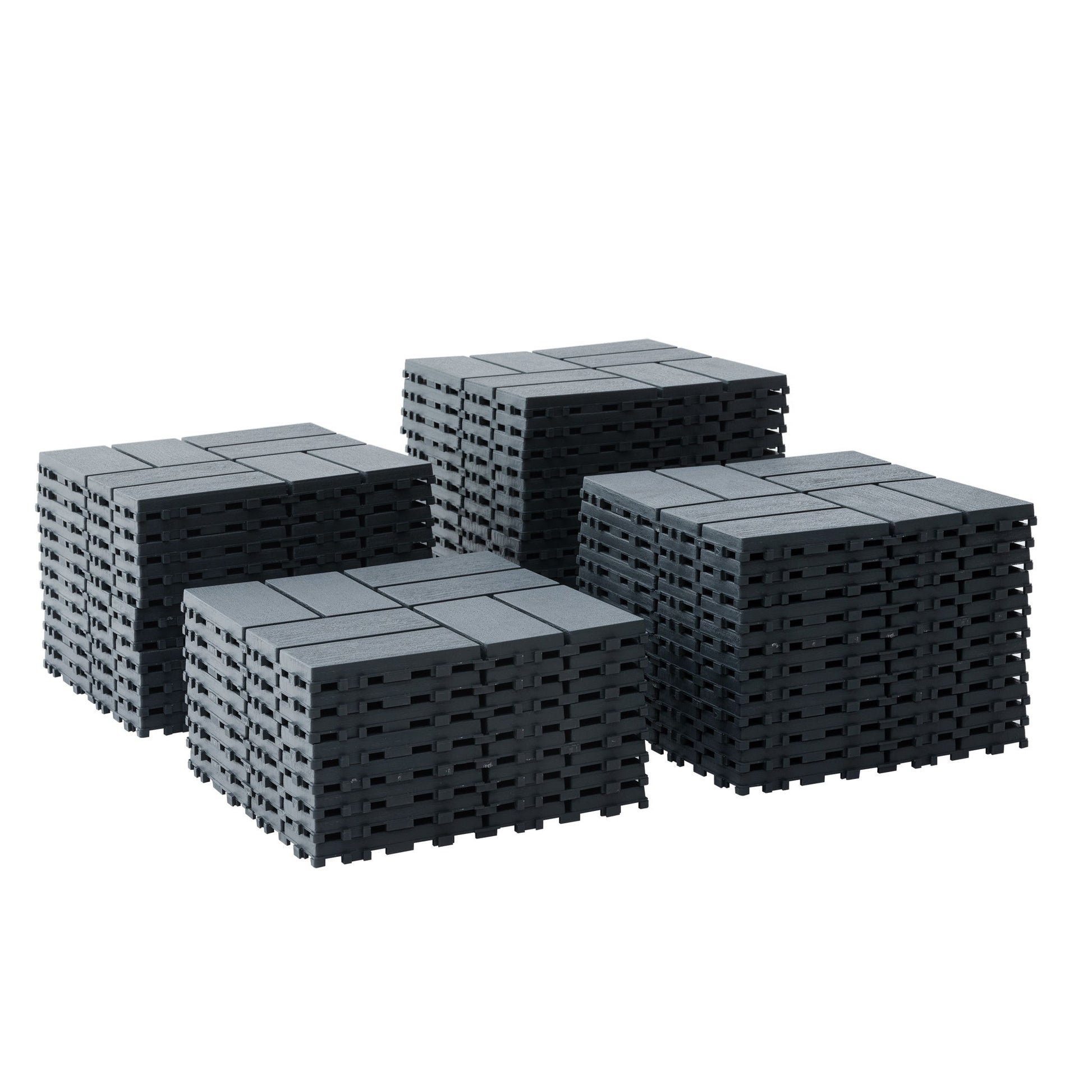 Outdoor Interlocking Design Deck Tiles (Set of 44) - Gray