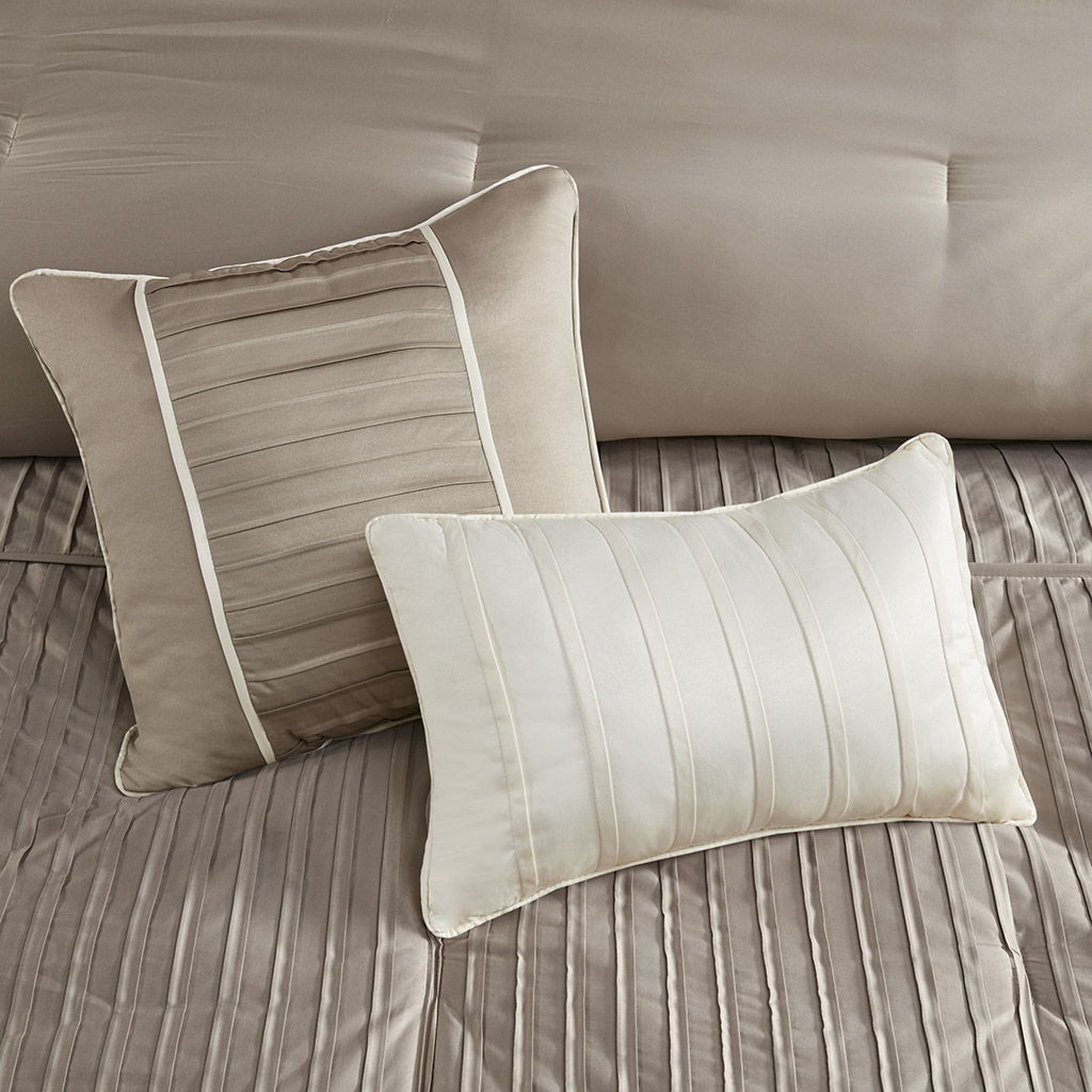 Trinity - King Piece Comforter (Set of 7) - Taupe