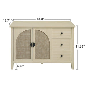 Rattan 2 Door 3 Drawer Cabinet, Suitable For Bedroom - Natural
