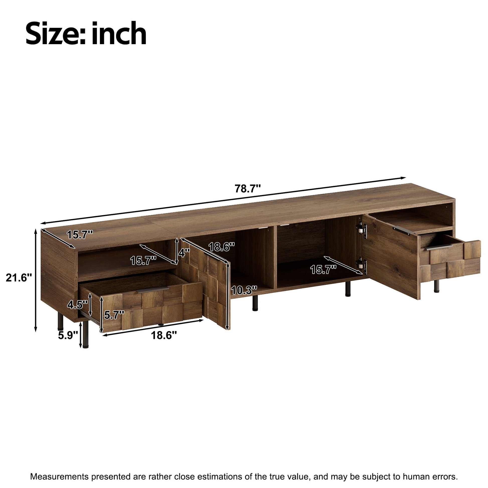 TV Stand With 2 Drawers, Media Console Table For TVs Up To 85'' - Natural