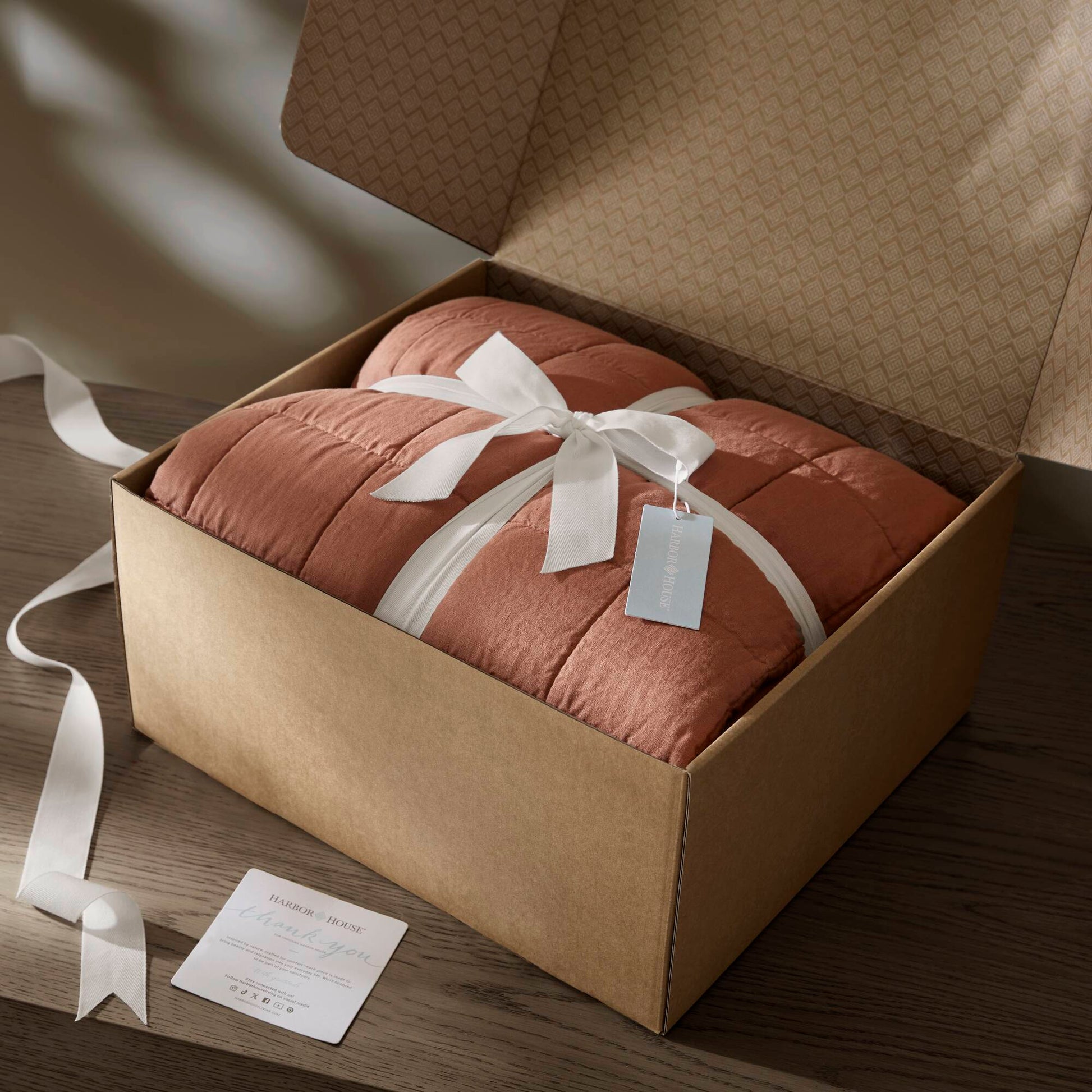 100% Linen - King/California King Linen Garment Washed Quilt Set - Clay