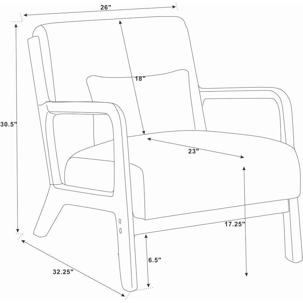 Upholstered Armchair With Back Support Pillow