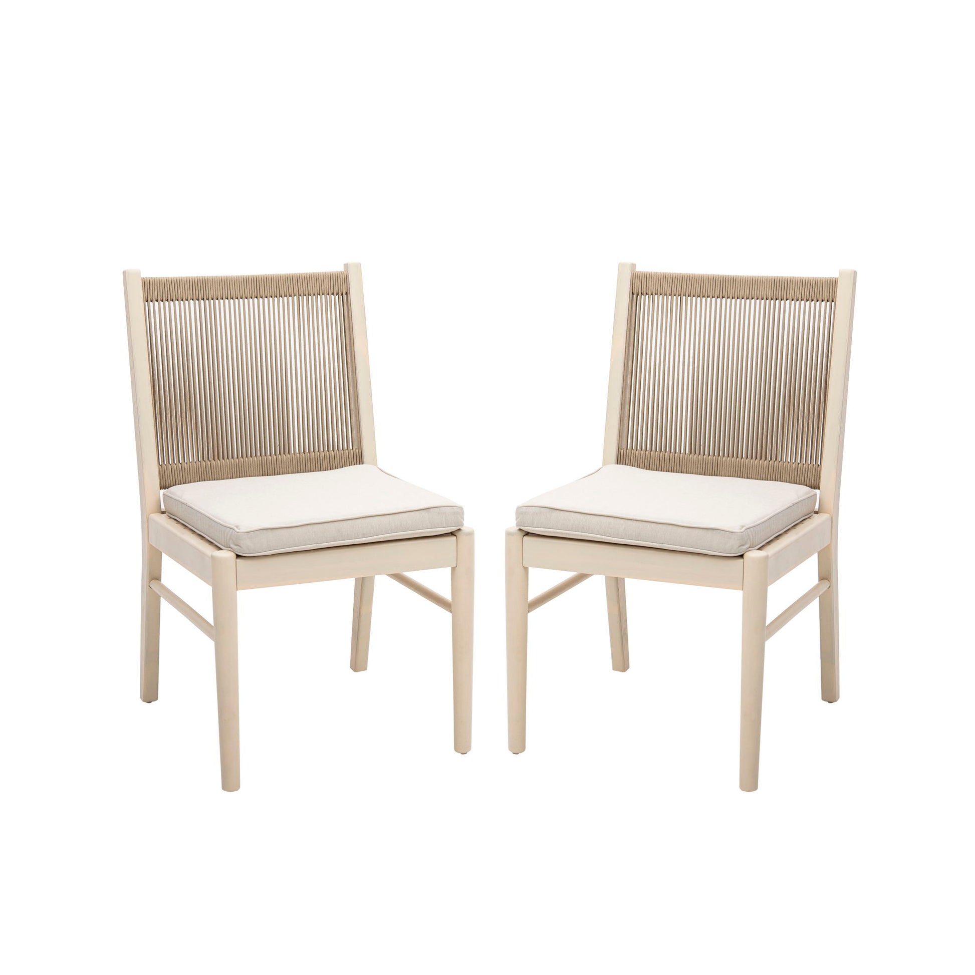 Cordoba - Dining Chair (Set of 2) With Acacia Wood Frame And Water Repellent Fabric - Beige / Yellow