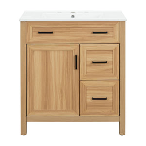 Bathroom Vanity With Sink, 2 Soft Close Drawers, 1 Soft Close Door, Adjustable Shelf