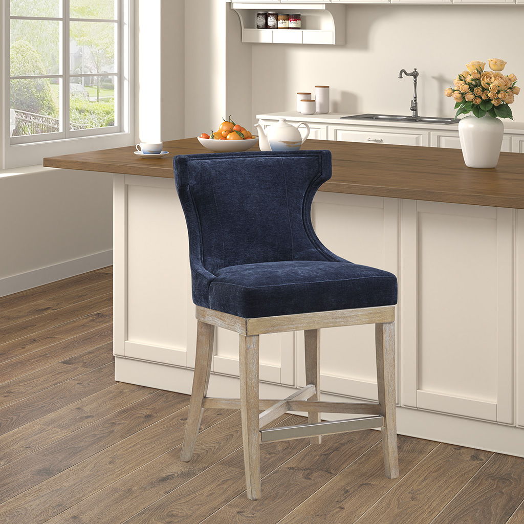 Carson - Counter Stool With Swivel Seat - Navy