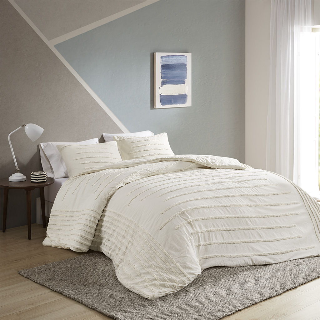 Mercer - King 3 Piece Duvet Cover Set - Ivory