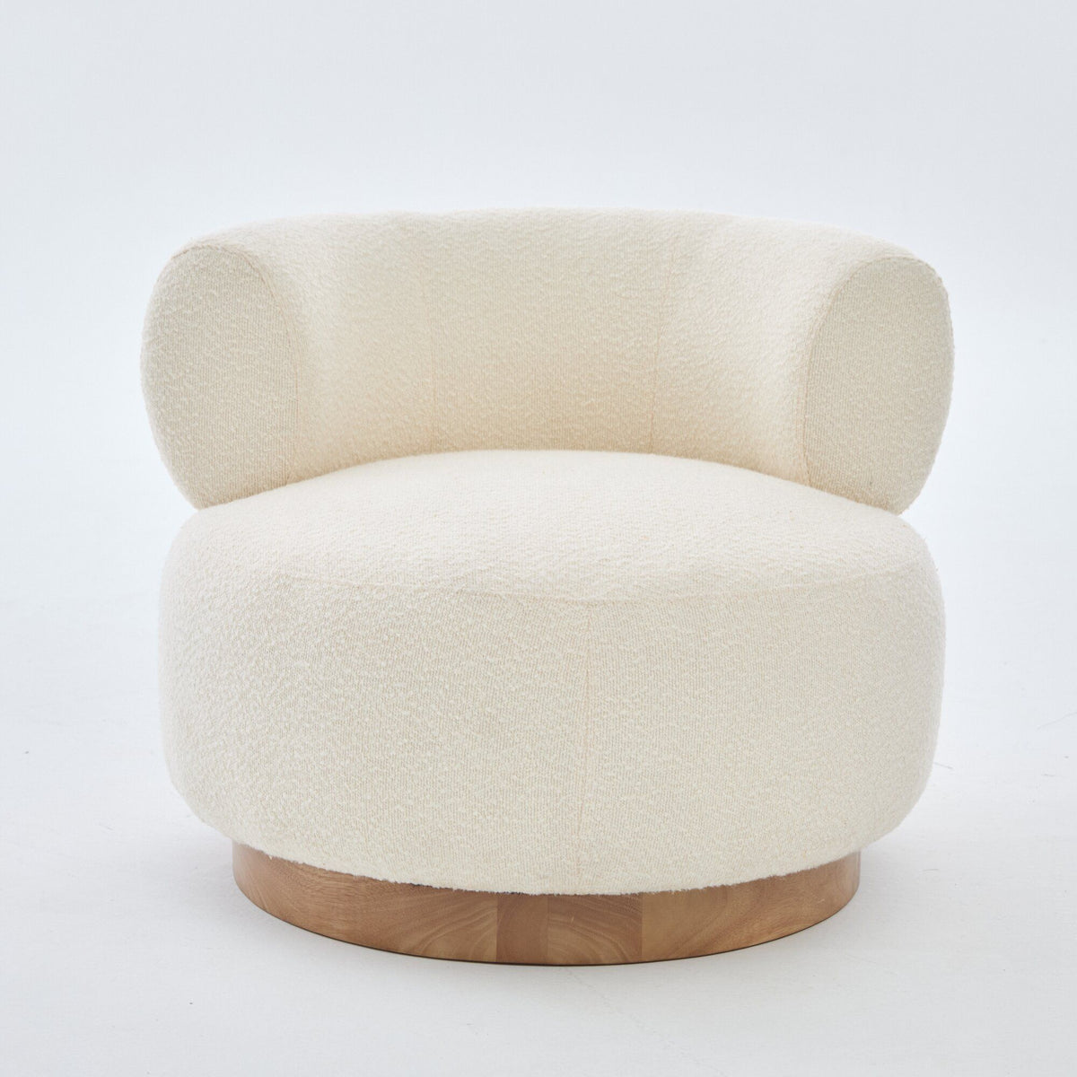 Swivel Accent Chair With Curved Backrest For Home Decor - Beige