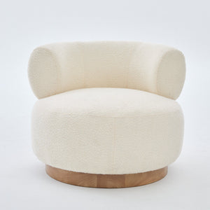 Swivel Accent Chair With Curved Backrest For Home Decor - Beige