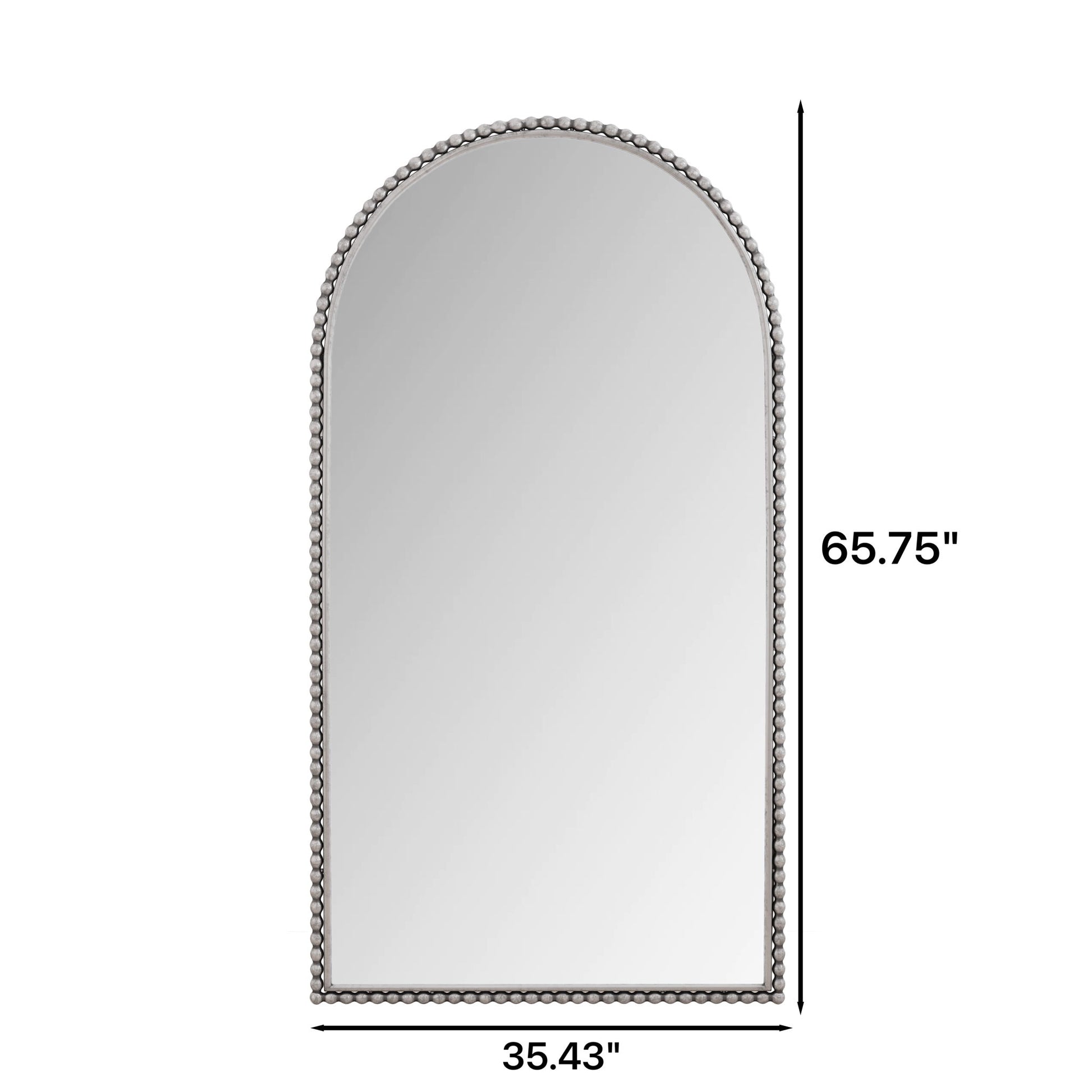 Arch Retro Full Length Mirror With Supporting Feet - Silver
