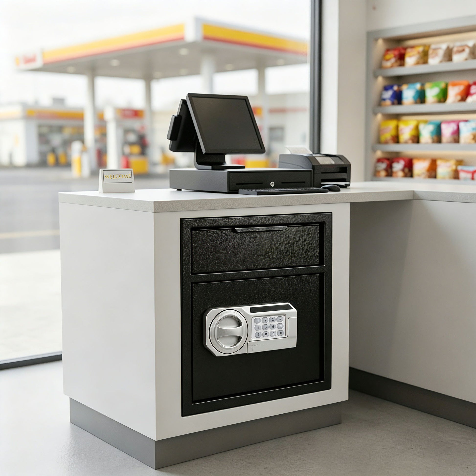 Safe With Drop Slot For Cash Deposits, Multi Scene Safe For Office - Black