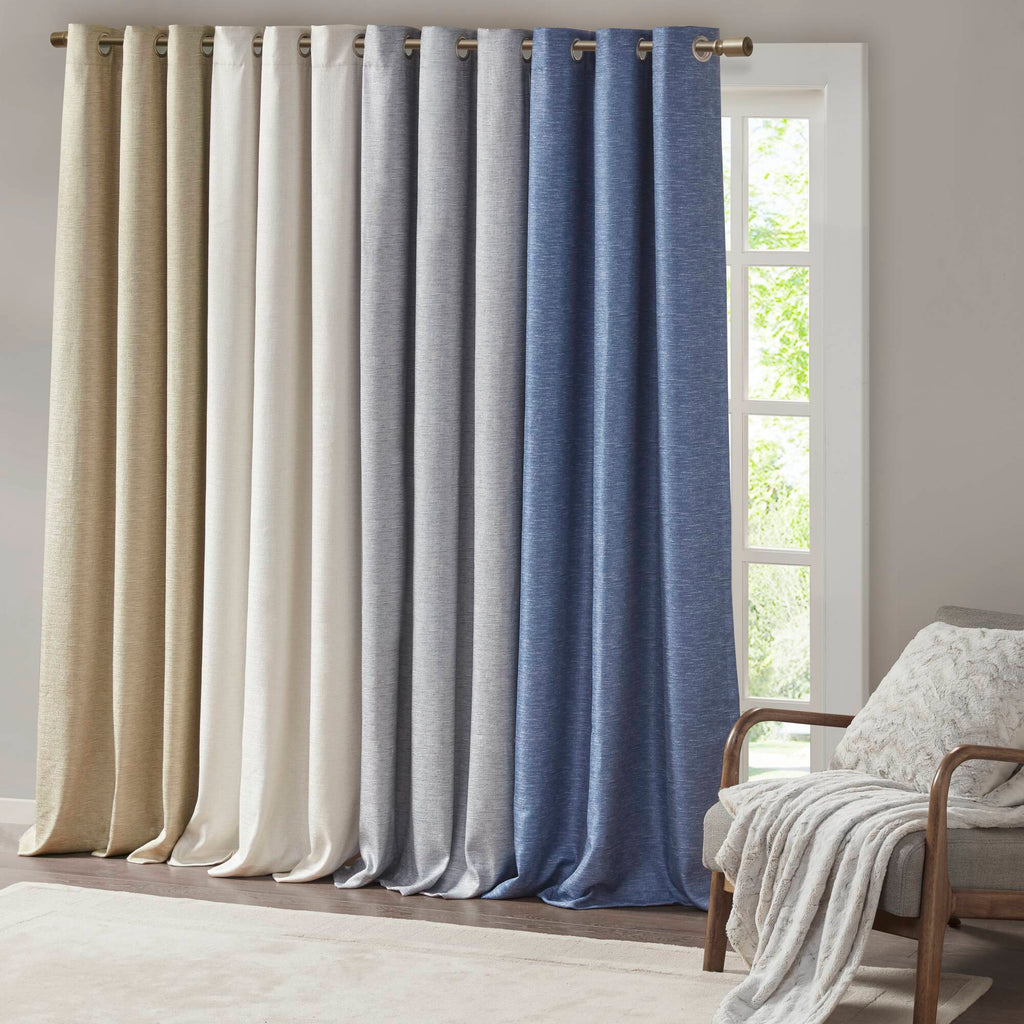 Como - 84" Tonal Printed Total Blackout Window Panel Pair - Taupe