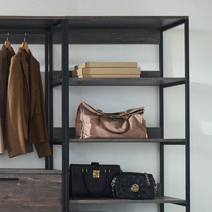 Monica - Wood Walk In Closet System, Powder Coated Metal Frame And Melamine - Rustic