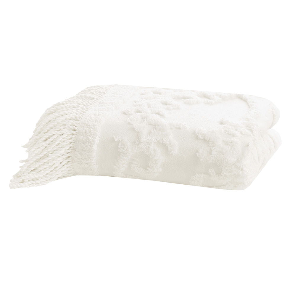 Chloe - Throw With Fringe Tassel - Ivory