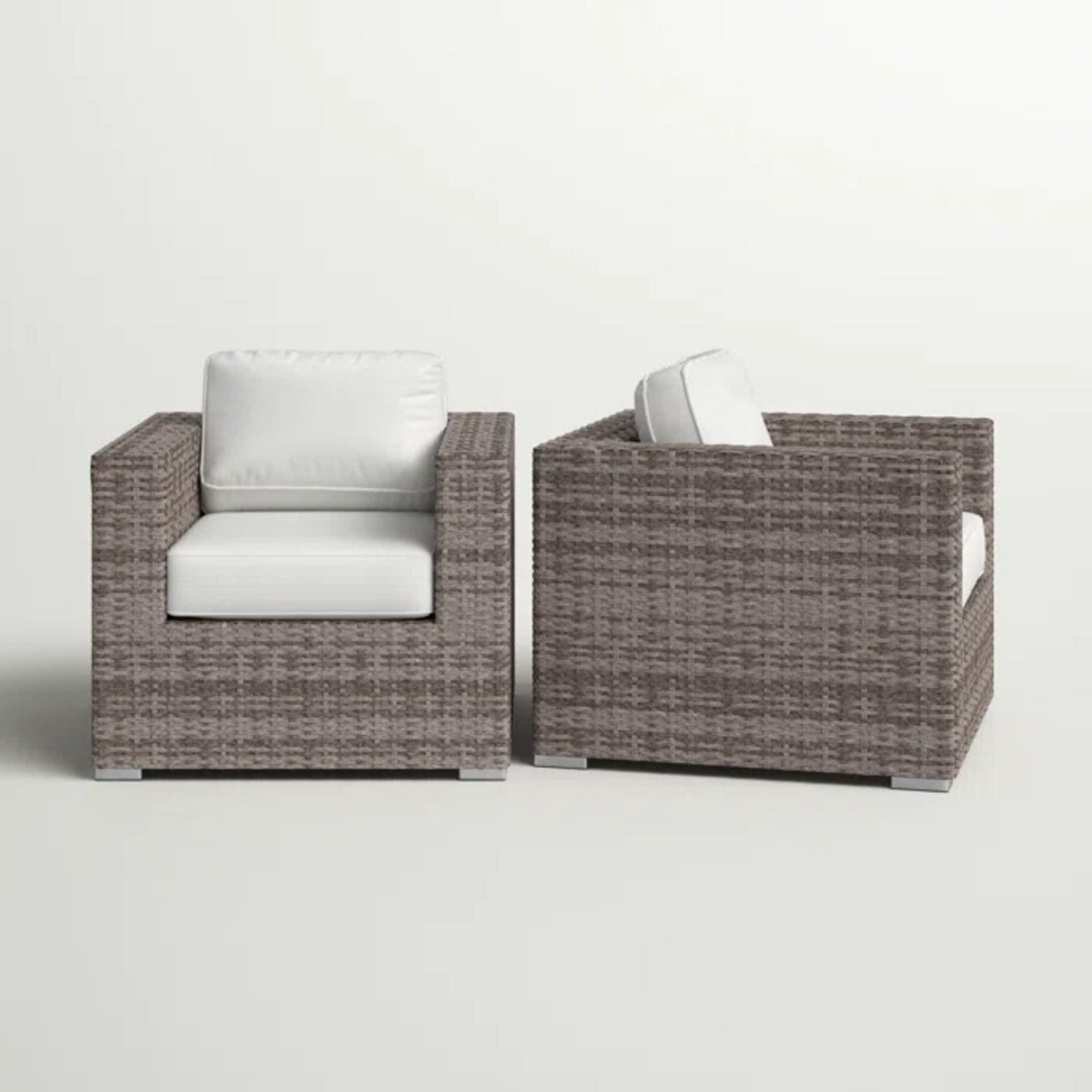 Grade - Club Patio Chair With Sunbrella Cushions (Set of 2) - Gray Mix / White