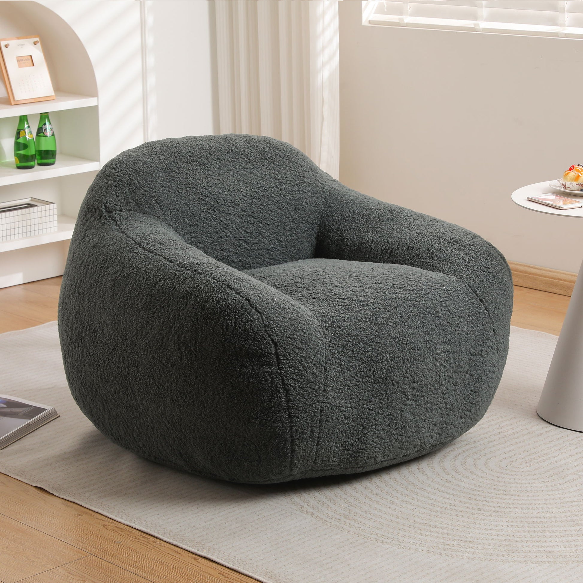 Giant Bean Bag Chair, Spacious Memory Foam With Armrests