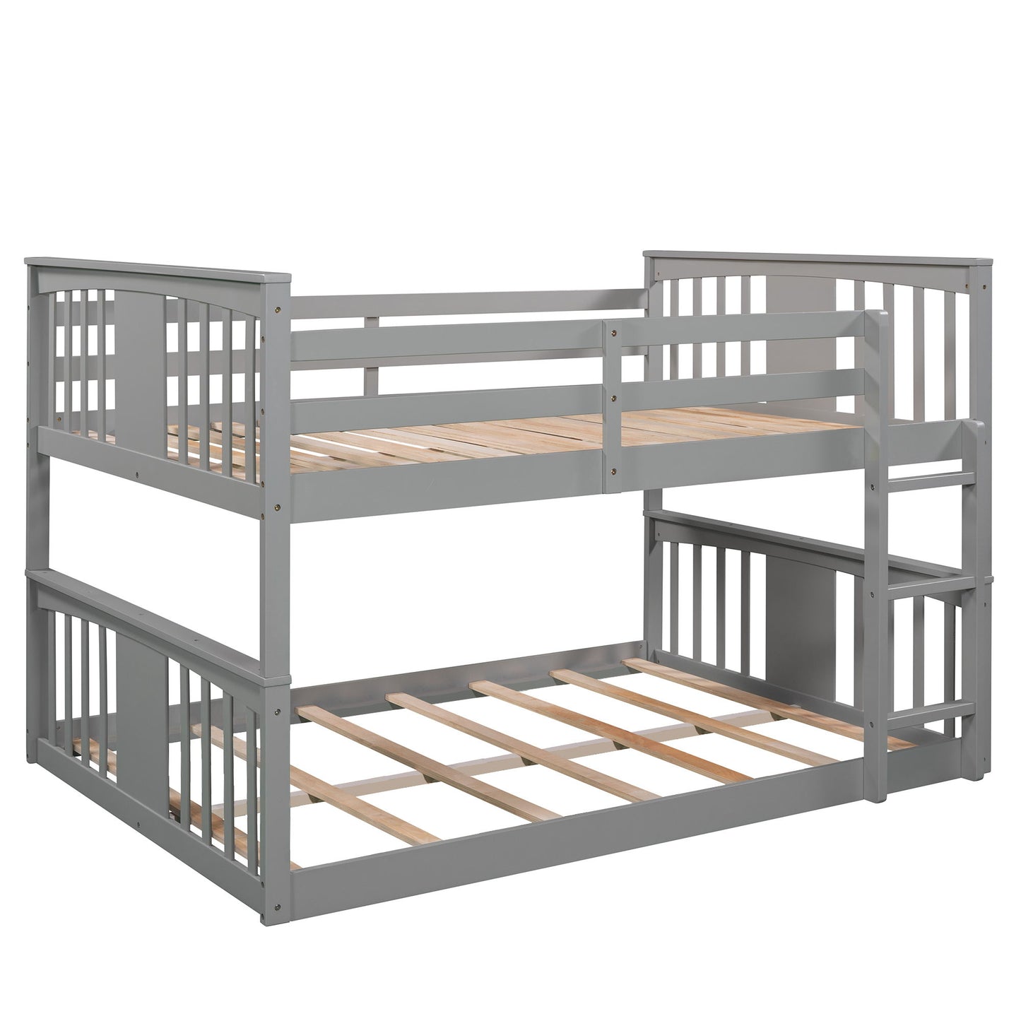 Full Over Full Bunk Bed With Ladder - Gray