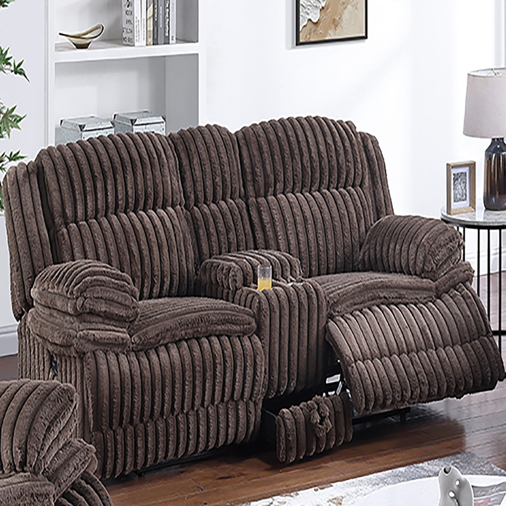 Contemporary Motion Loveseat With Console Storage