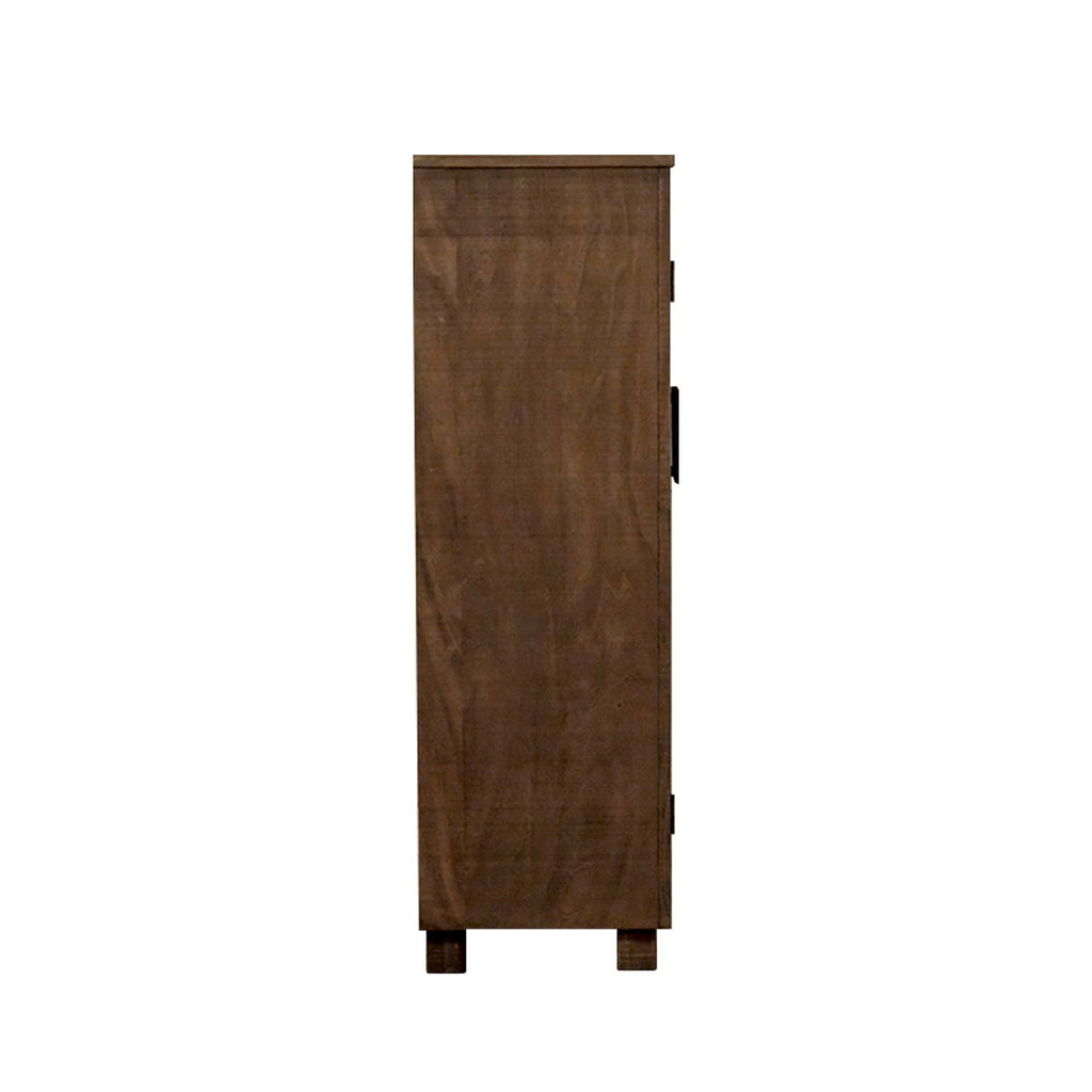 Serena – Glass Cabinet with Doors, Pewter Finish – Brown / Taupe