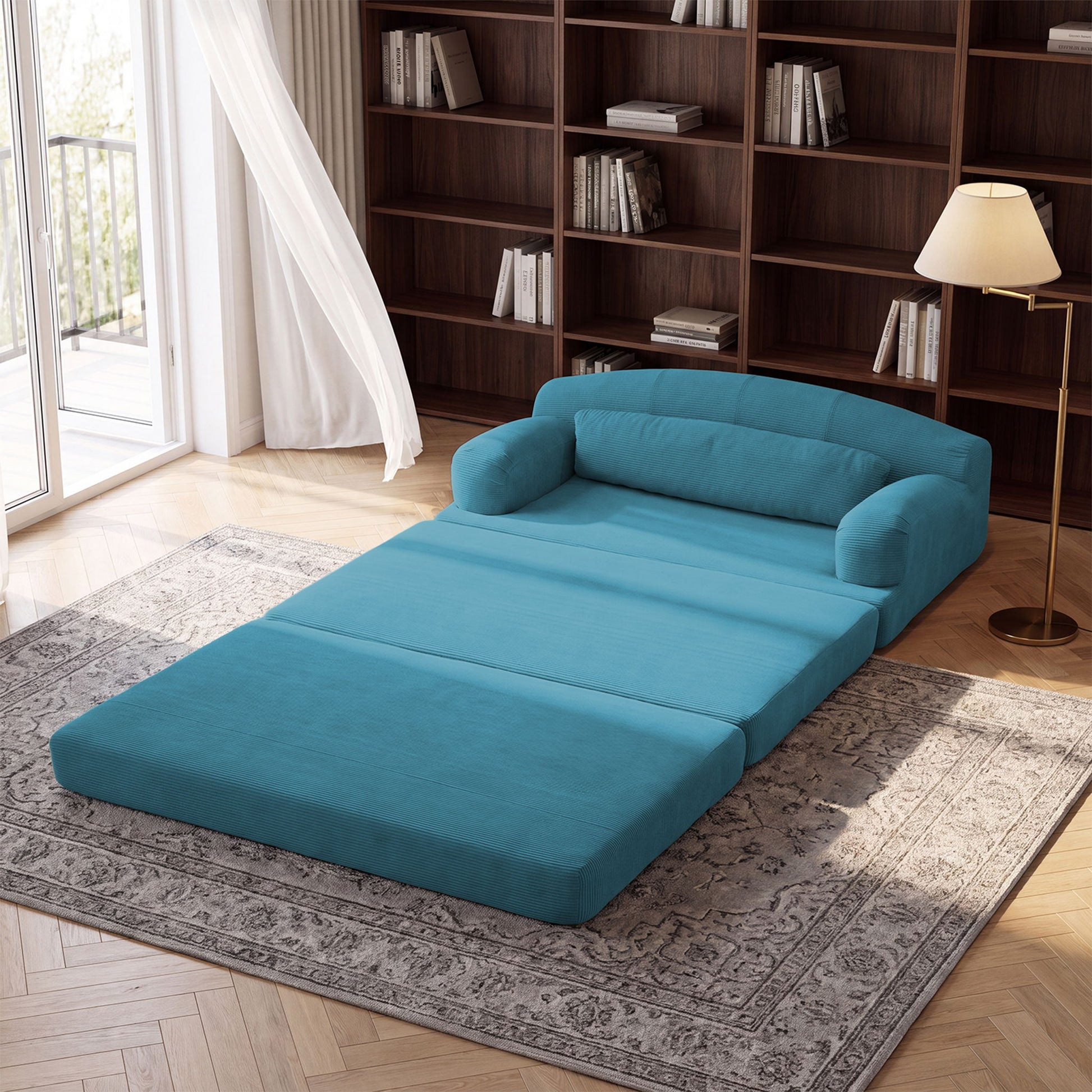 2 Seater Sofa Bed, Compact Foldable Floor Couch