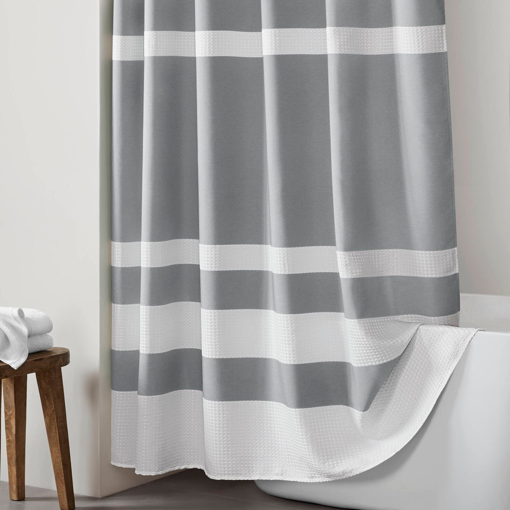 Spa Waffle - Shower Curtain With 3M Treatment - Gray