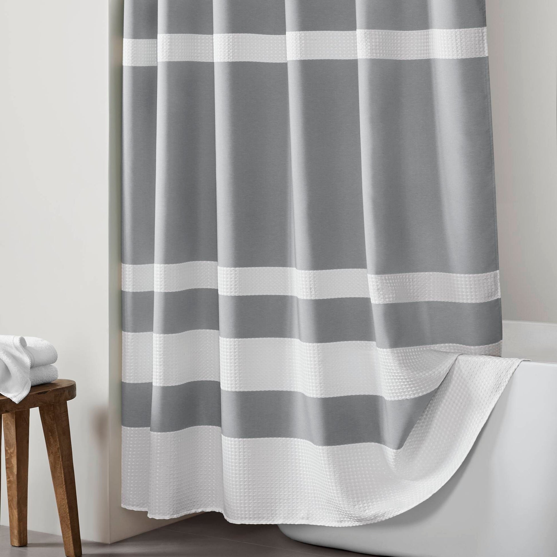 Spa Waffle - Shower Curtain With 3M Treatment - Gray