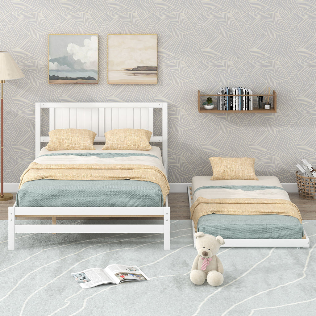 Platform Bed With Adjustable Trundle