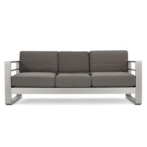 Cape Coral - Contemporary 2 Seater Sofa With Metal Tray - Gray