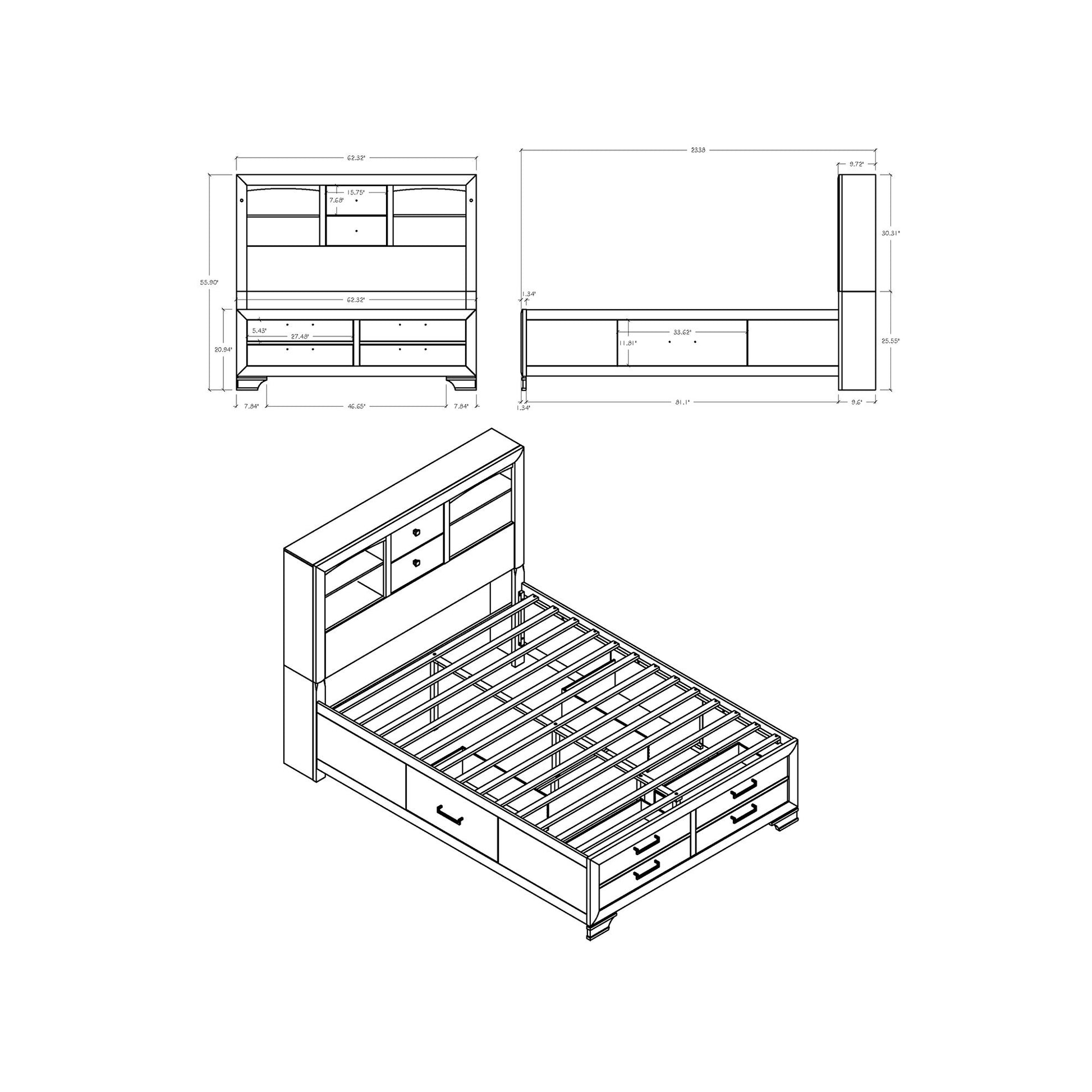 Civic - 5 Piece Bedroom Set With Storage Drawers