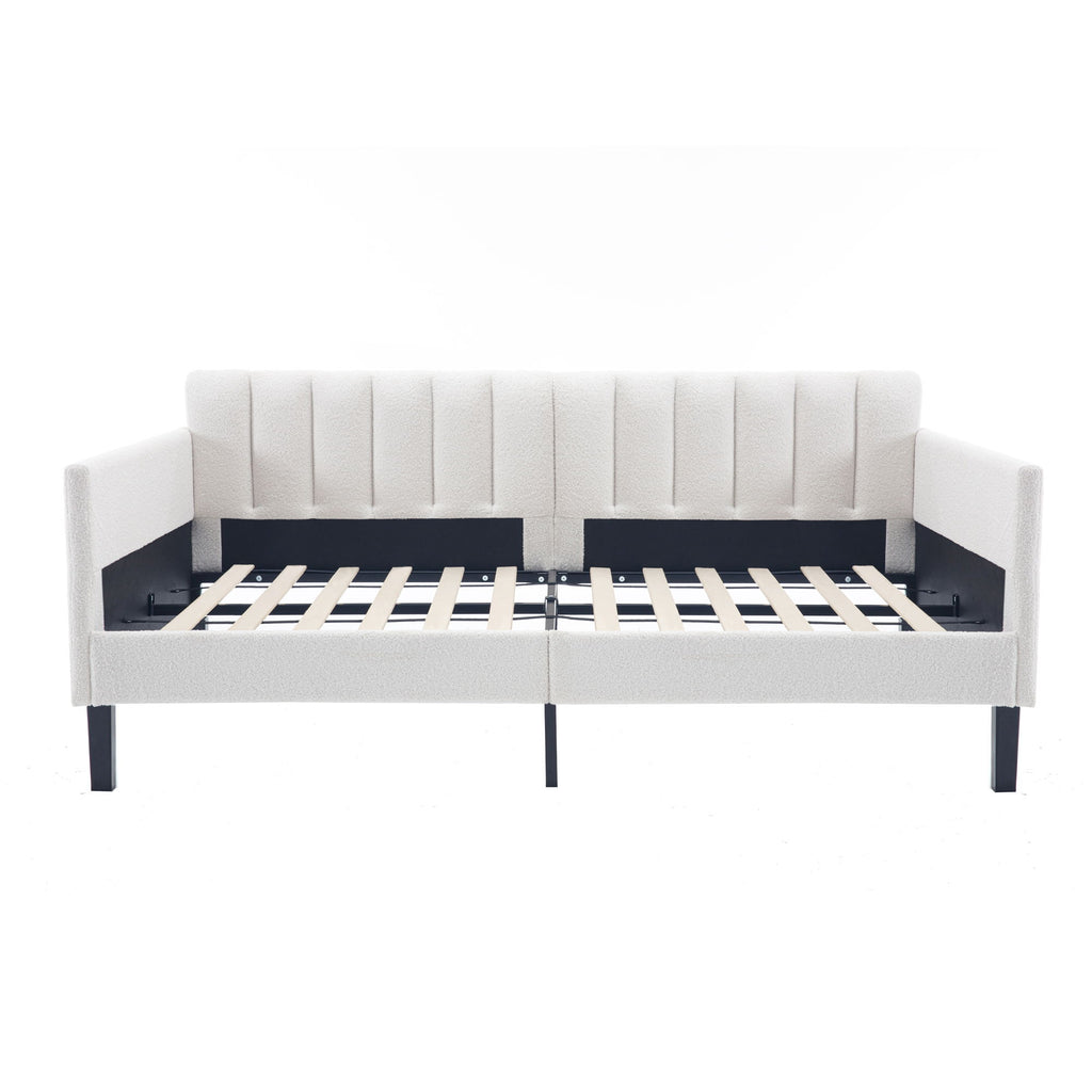 Elena - Boucle Upholstered Daybed, Ribbed Tufted Backrest