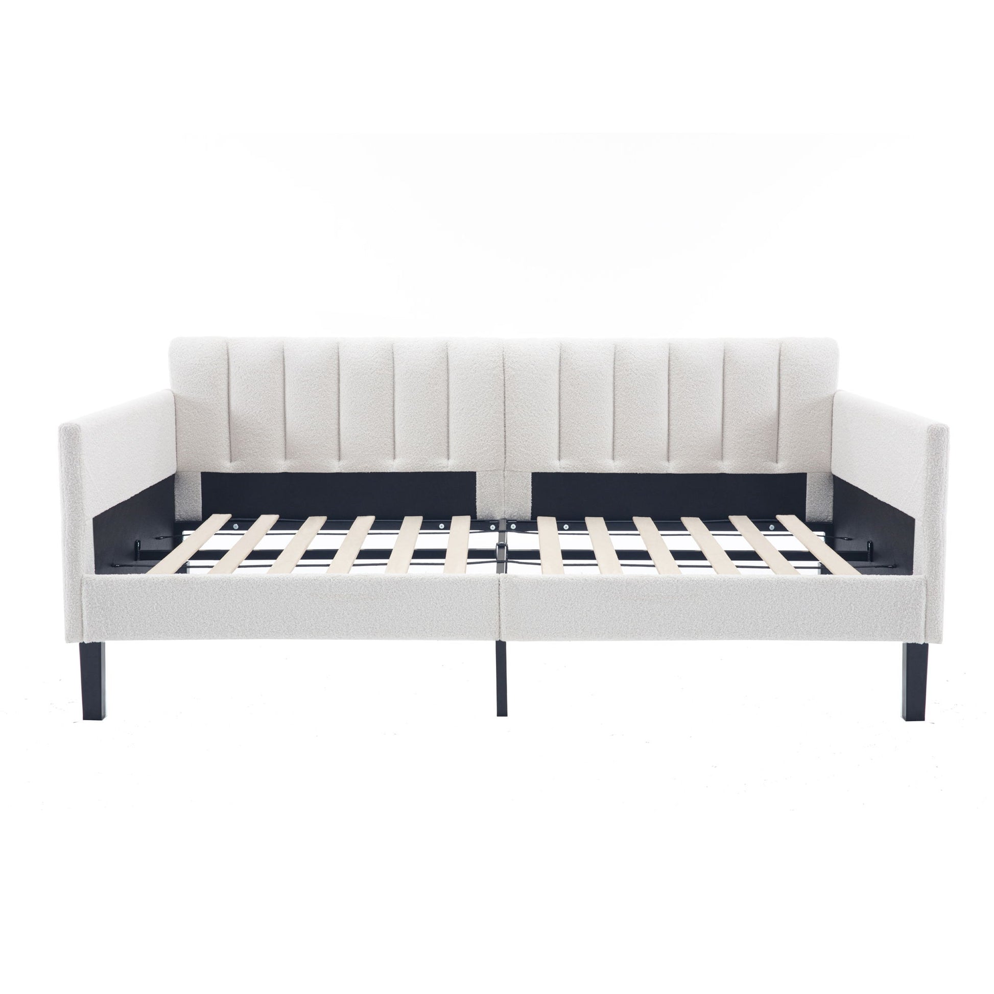 Elena - Boucle Upholstered Daybed, Ribbed Tufted Backrest