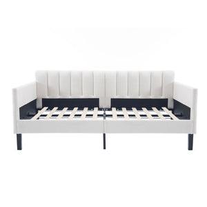 Elena - Boucle Upholstered Daybed, Ribbed Tufted Backrest