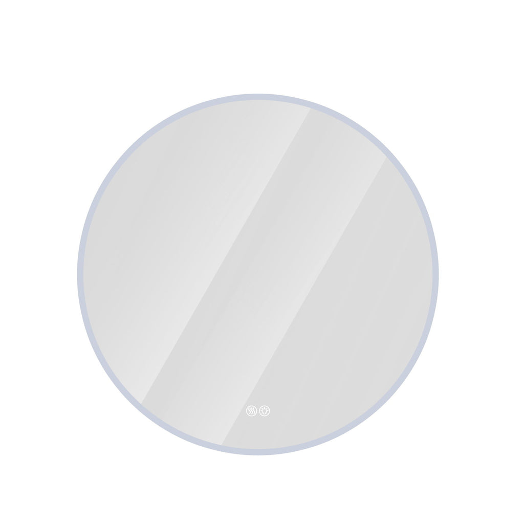 Round LED Bathroom Mirror With Adjustable Lights, Anti Fog & Dimmable For Home Decor - Silver