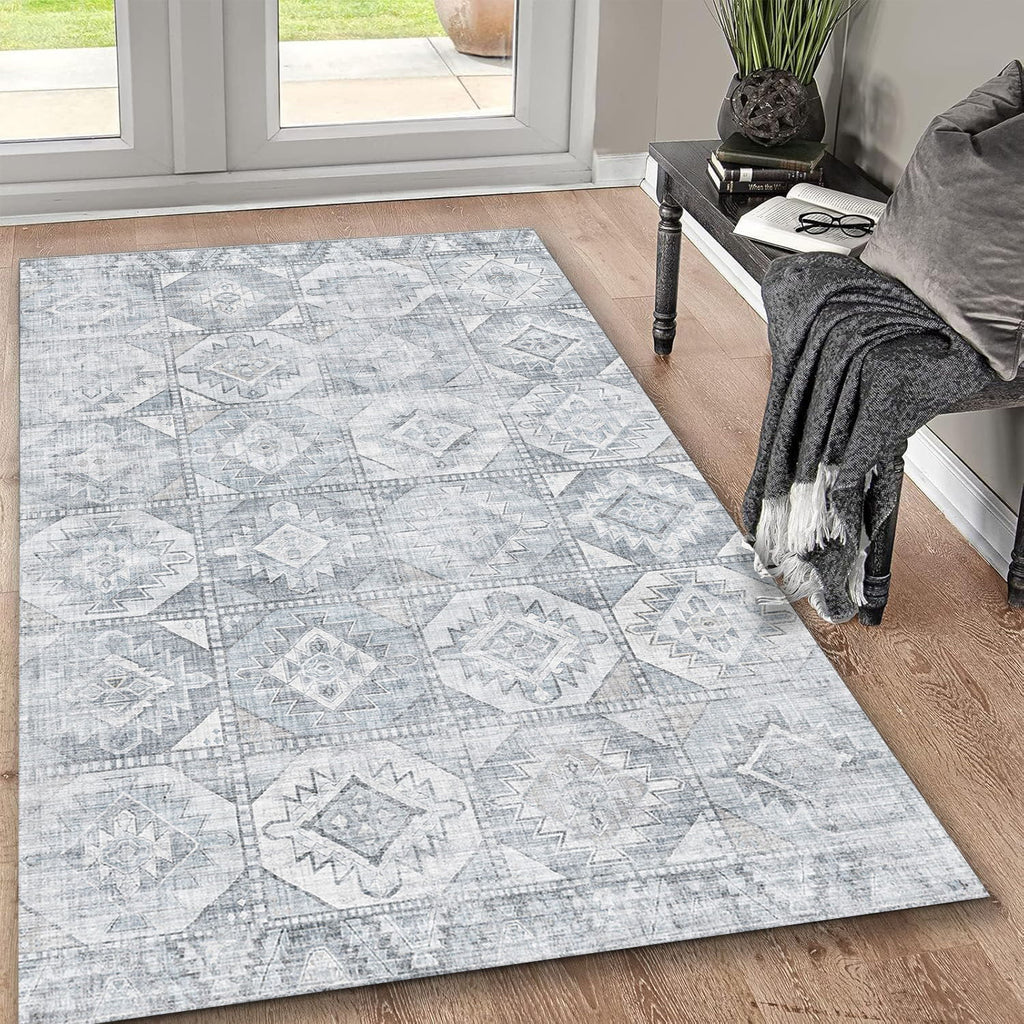 Toucan - 5' X 7' Washable Non - Slip Area Rug - Silver