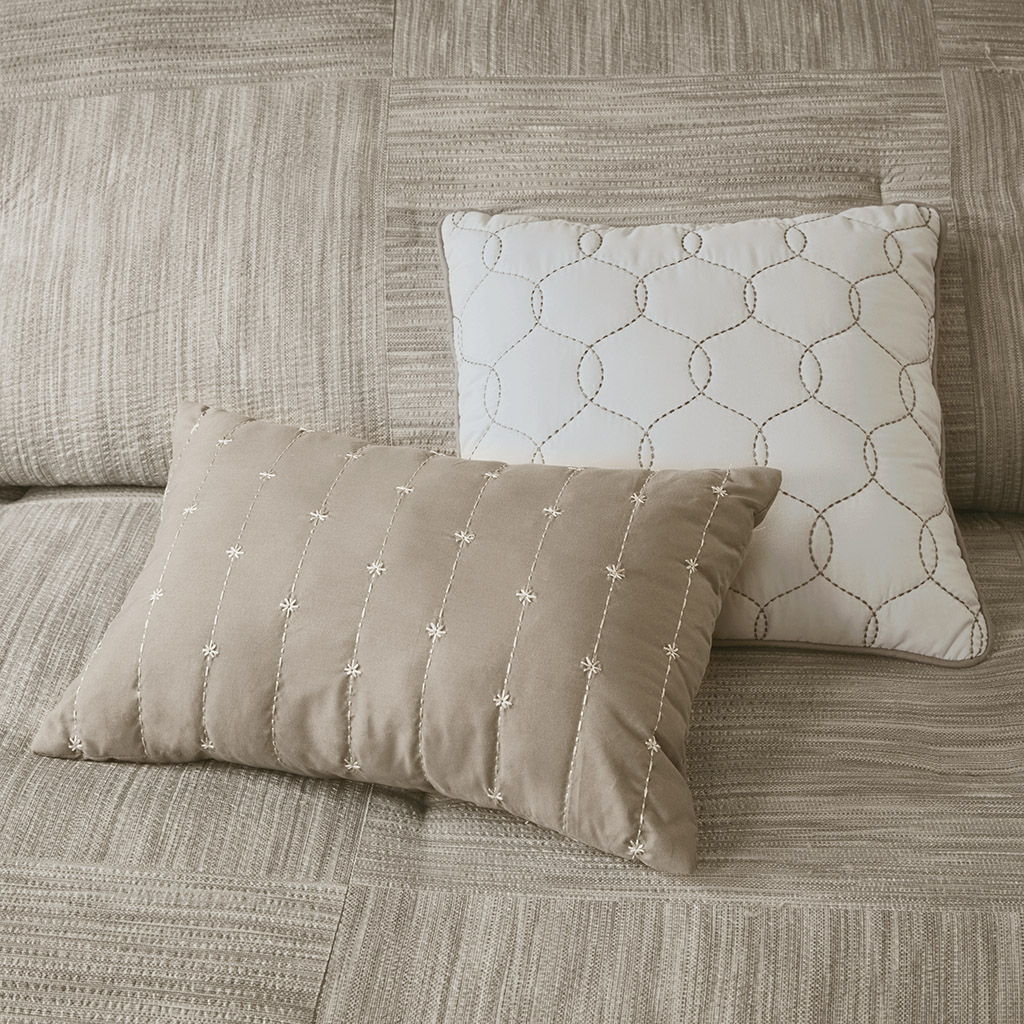 Walter - California King 7 Piece Printed Comforter Set - Taupe