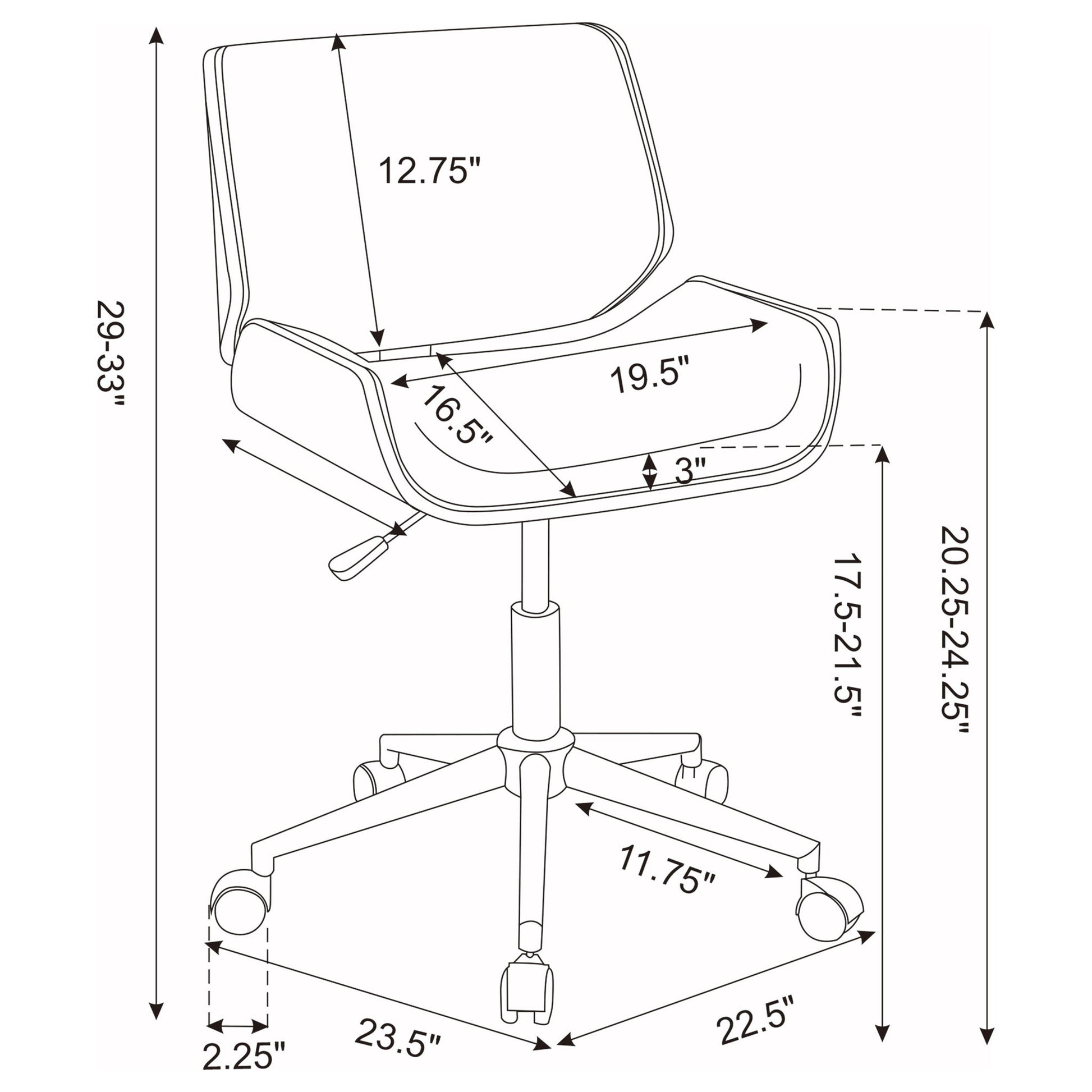 Swivel Office Chair With Adjustable Height - Black