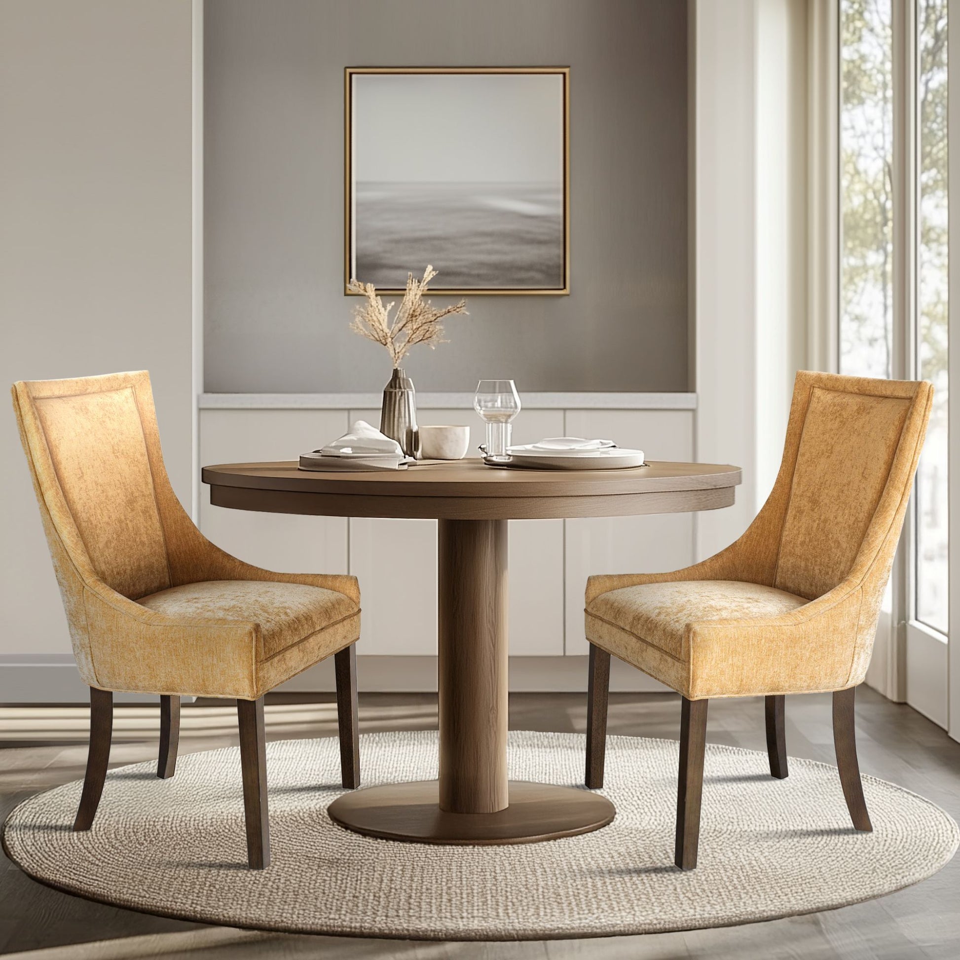 Ultra - Ultra Upholstered Dining Side Chairs With Legs (Set of 2) - Gold