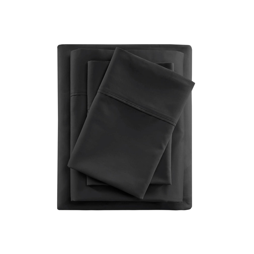 600 Thread Count - Cooling Cotton Blend 4-Piece Sheet Set - Black
