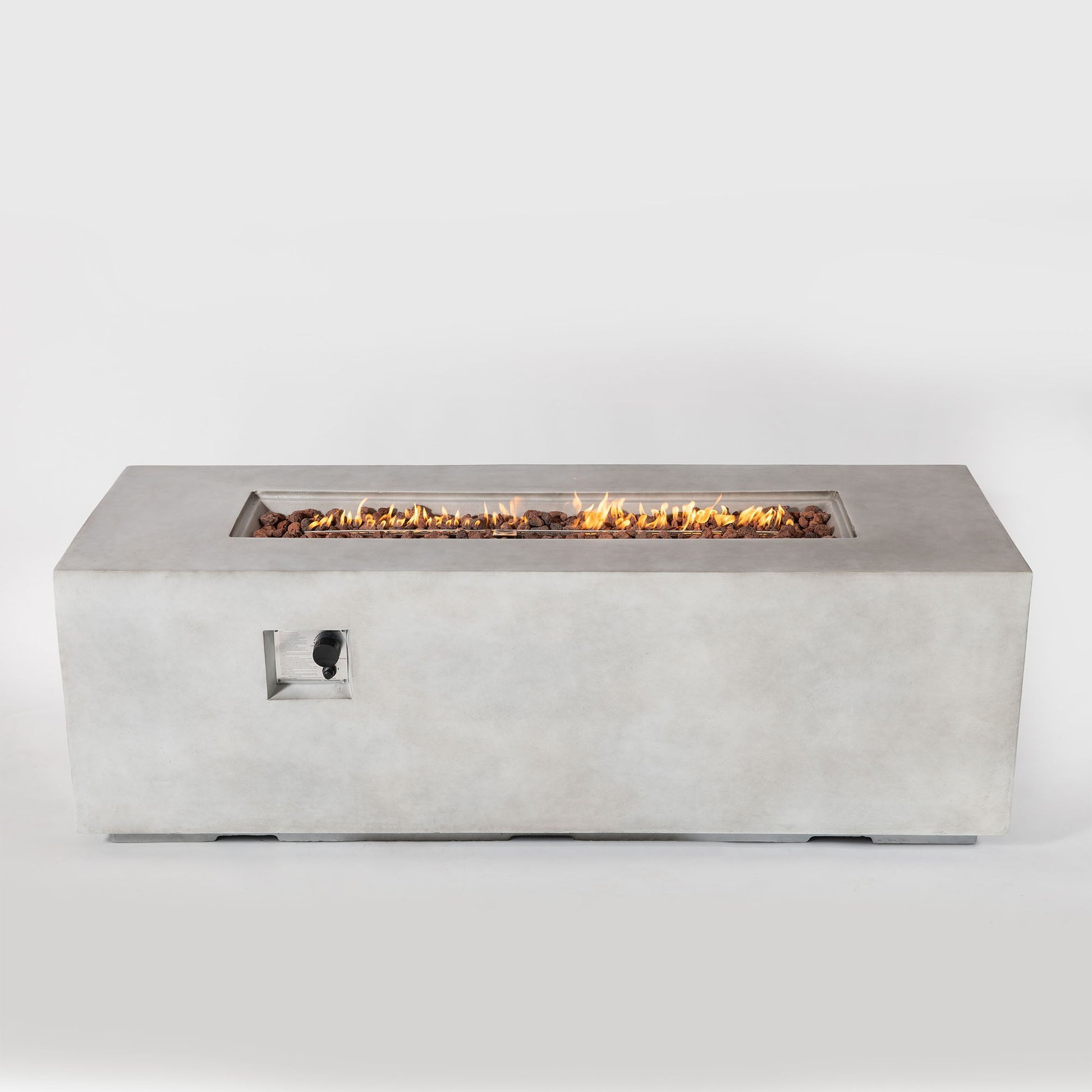 Propane Gas 60000 Btu Rectangular Fire Pit For Outside - Light Gray