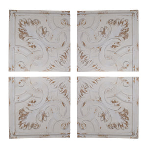 Distressed Wooden Square Wall Panels (Set of 4) - White