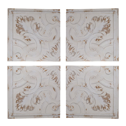 Distressed Wooden Square Wall Panels (Set of 4) - White