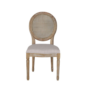 Elegant Dining Chair Set With Cane And Fabric Upholstery