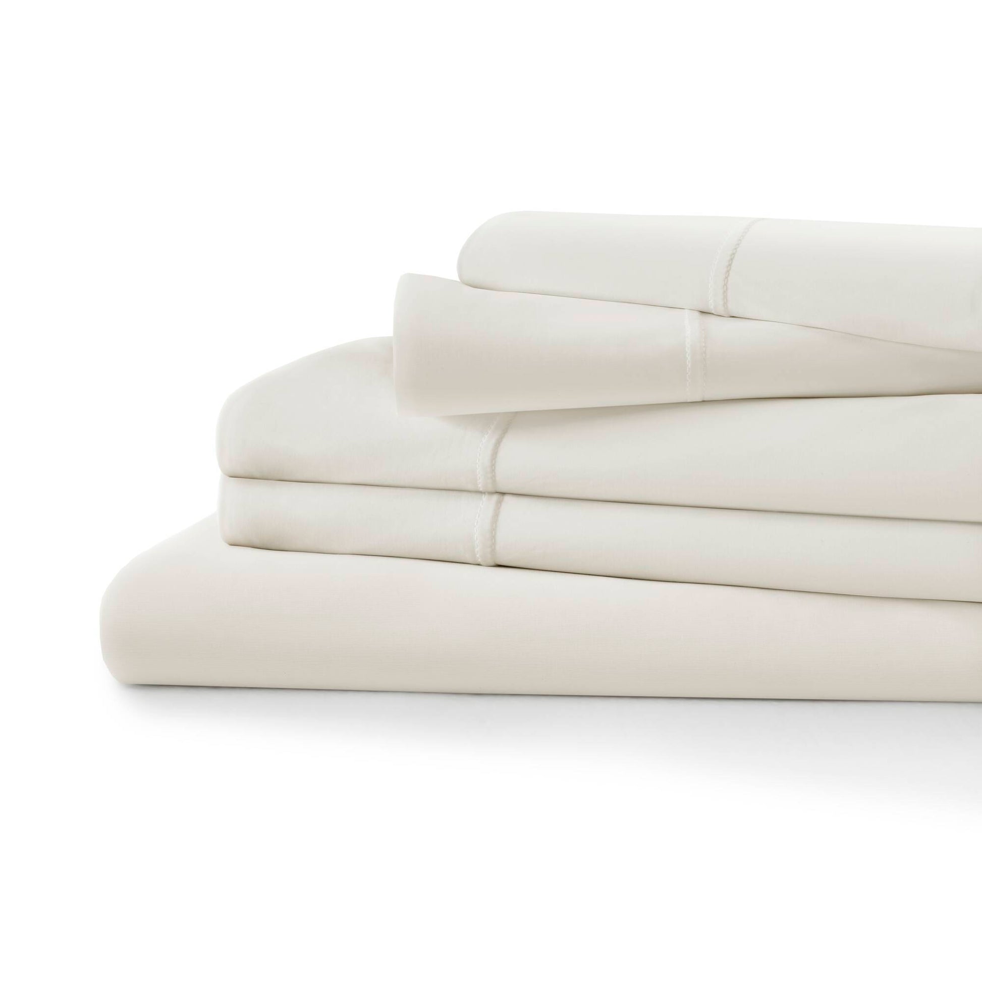 Split King Stretch Jersey Sheet Set - Ivory