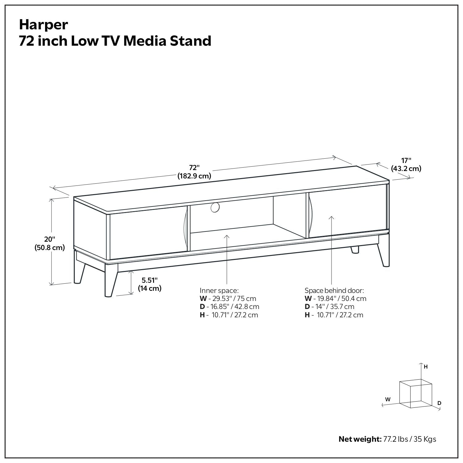 Harper - Low TV Media Stand - Walnut Brown