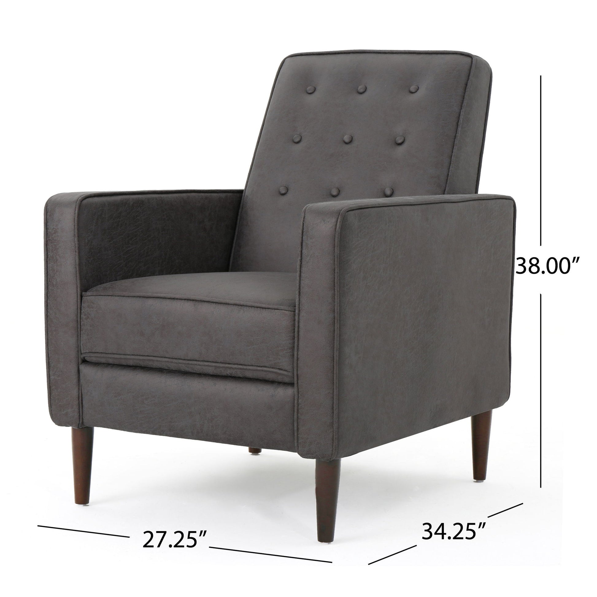 Macedonia - Mid Century Modern Button Tufted Fabric Recliner - Slate