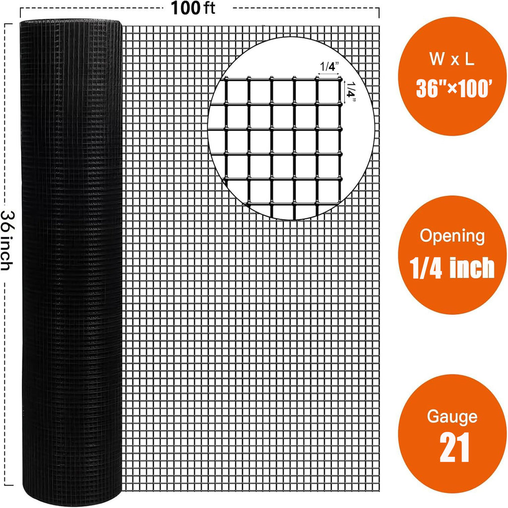 Vinyl Coated Hardware Cloth, Welded Wire Fence For Poultry And Home Improvement - Black