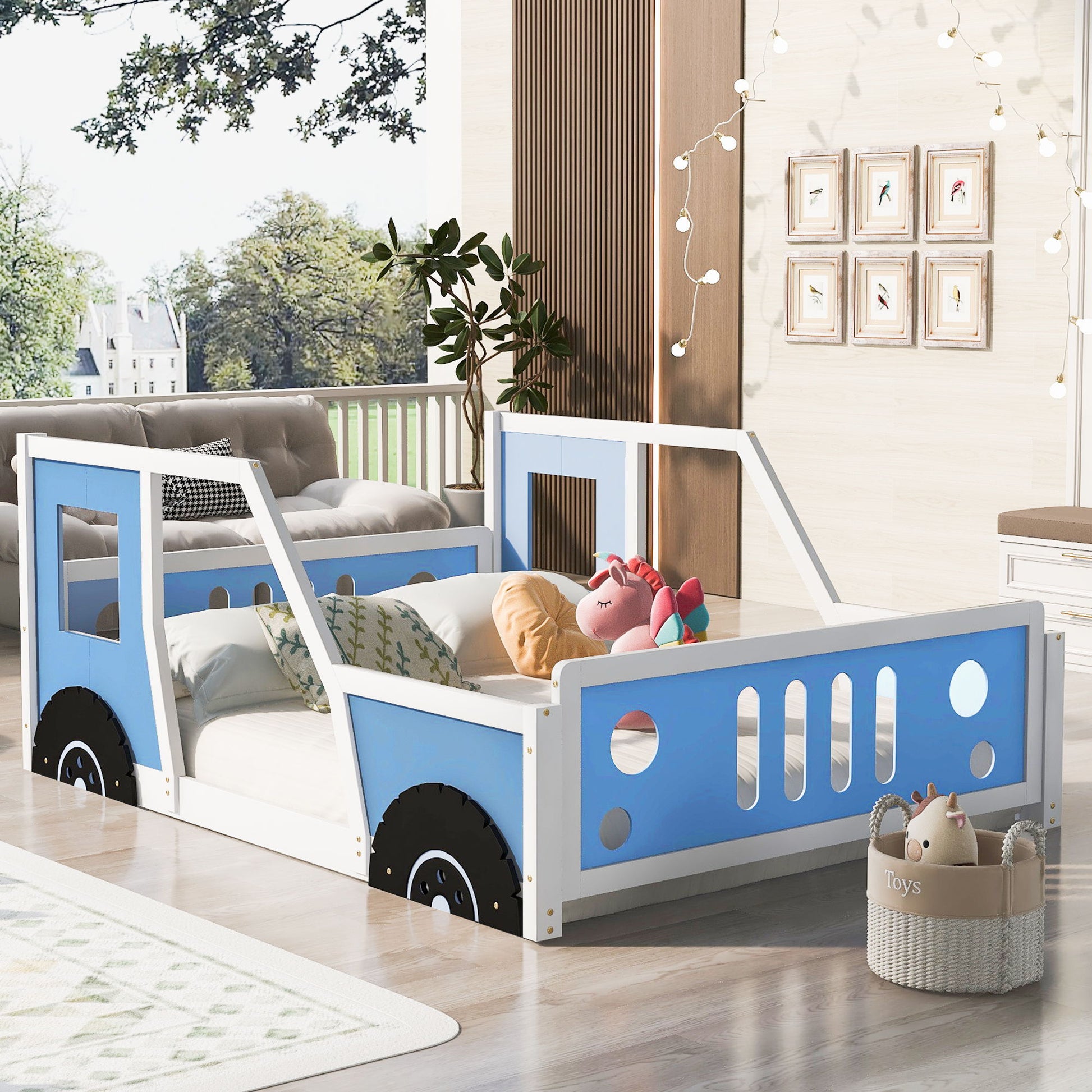 Classic Car Shaped Platform Bed With Wheels