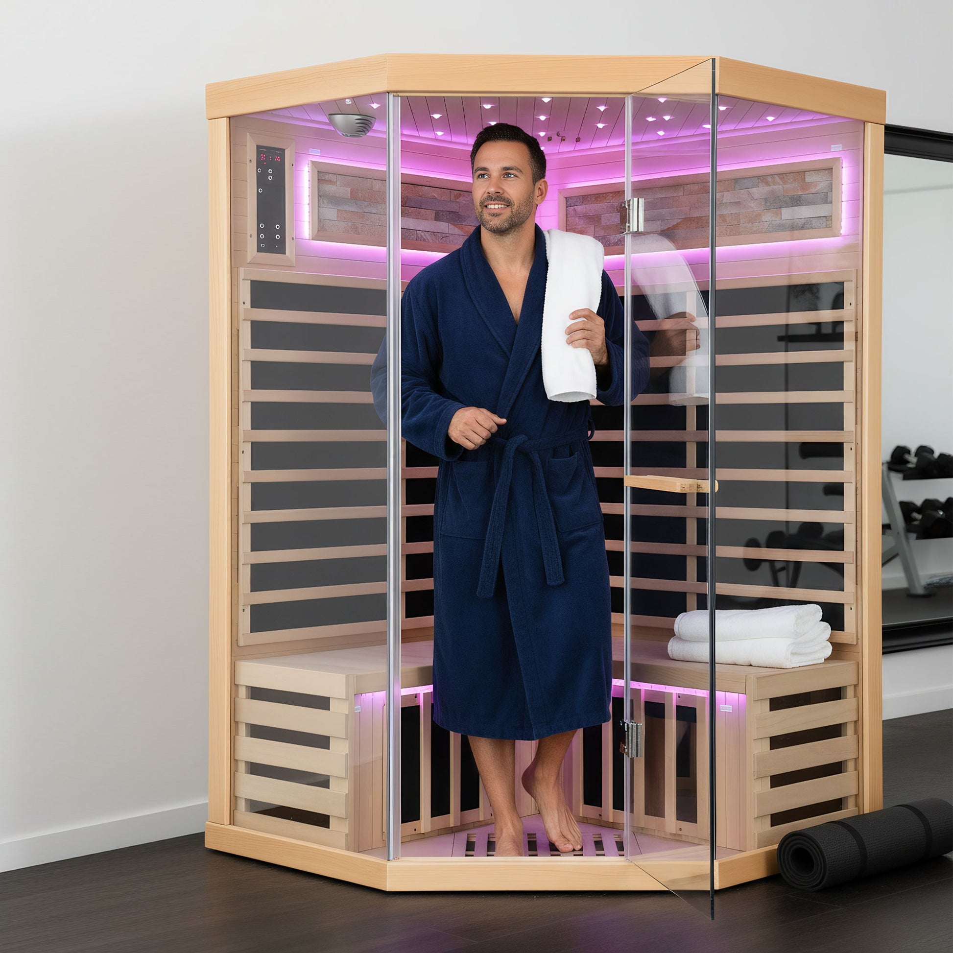 Double Sauna Room With Carbon Heating Plates - White Oak